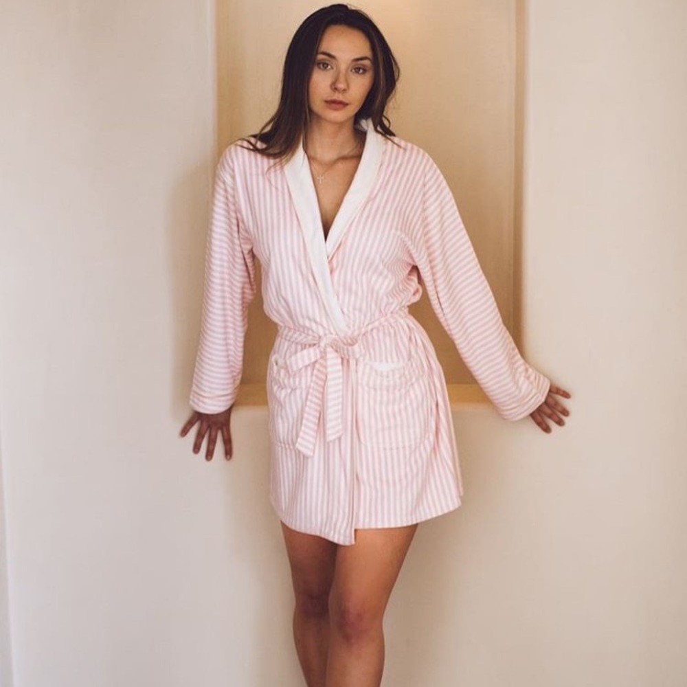 Koukla Classic Pink and White Striped Robe